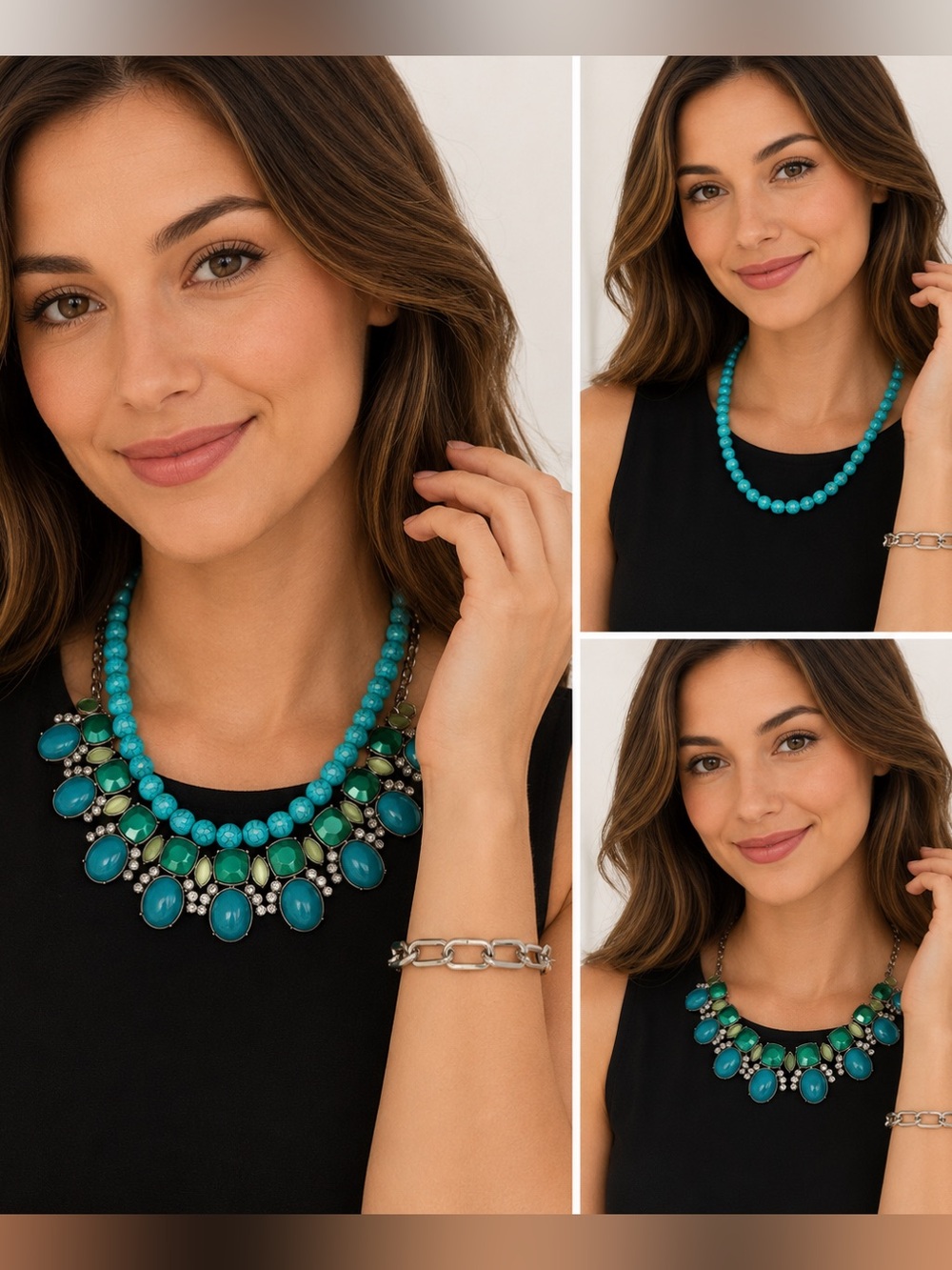 Lia Sophia Kimberly Claire Turquoise Statement Necklace and Bracelet Bundle